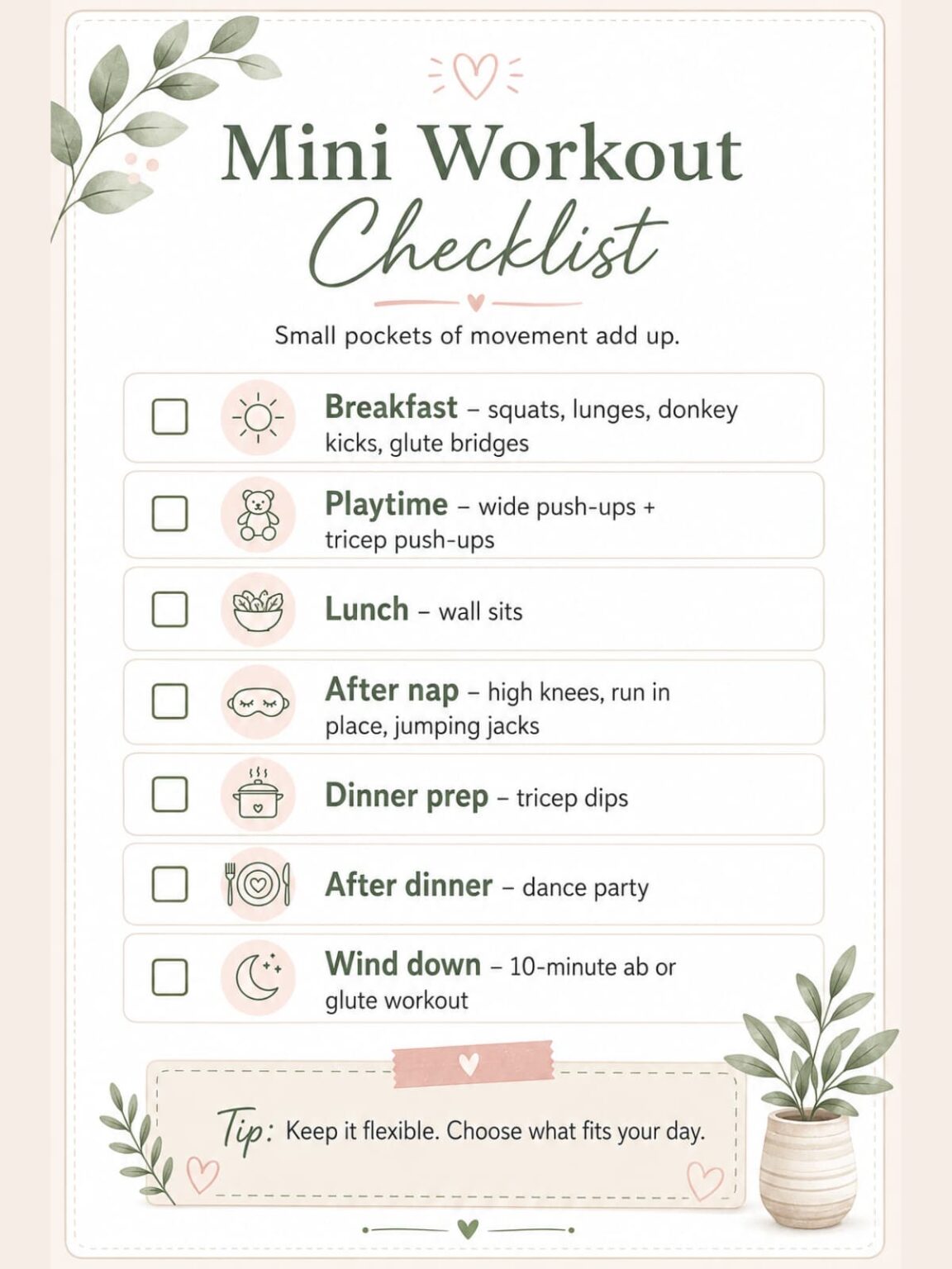 7 Mini Workouts Moms Can Do Throughout the Day - Moderately Messy RD