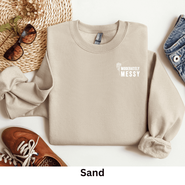 Moderately messy sweatshirt for moms in grey.