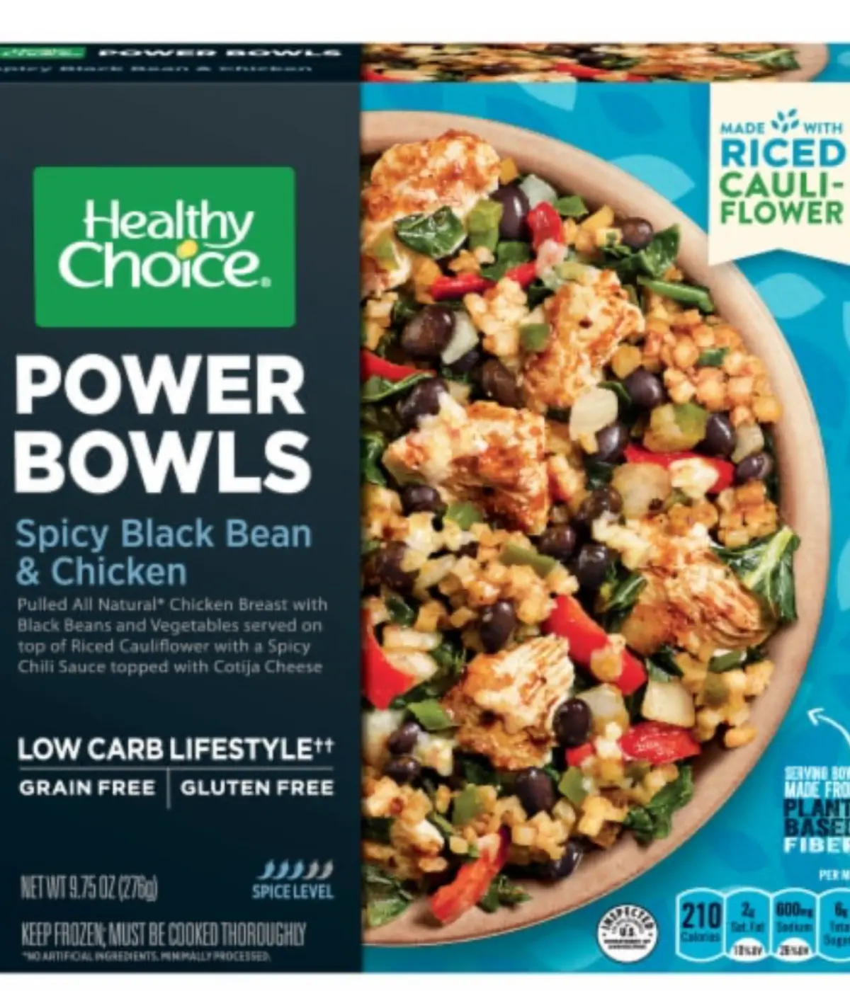 Healthy Choice high protein frozen dinner package.