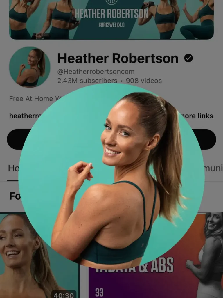 A screenshot of Heather Robertson's YouTube channel.
