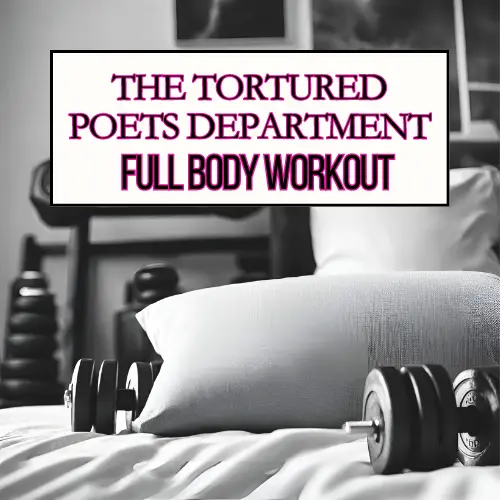 The Tortured Poets Department aesthetic: a white pillow on a bed with a set of weights.