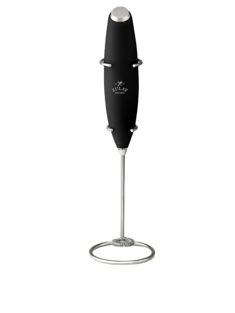 An electric milk frother.