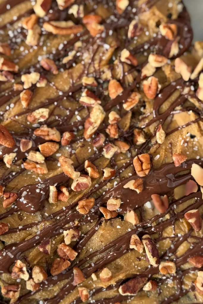 A close up of the fully assembled date bars before freezing.