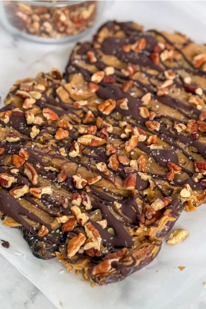 The maple pecan date bark after freezing, before being sliced